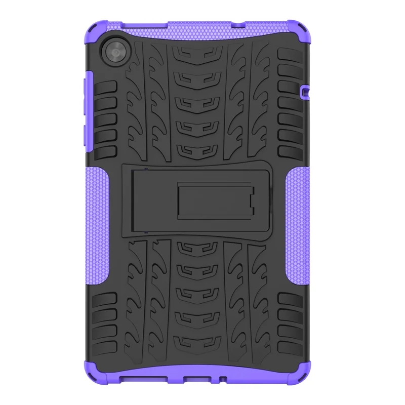 For Lenovo Tab M8 (4th Gen) 2024 TB-301XU / M8 (4th Gen) 2023 TB-300FU Kickstand Tablet Case Tire Texture TPU PC Cover - Purple