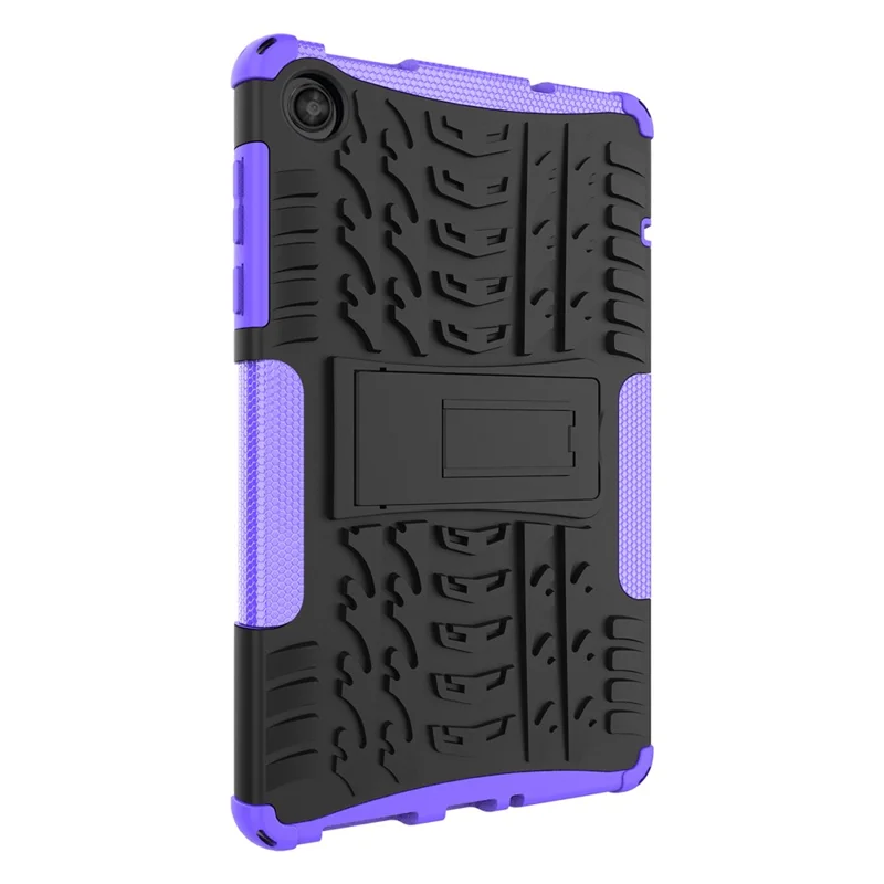 For Lenovo Tab M8 (4th Gen) 2024 TB-301XU / M8 (4th Gen) 2023 TB-300FU Kickstand Tablet Case Tire Texture TPU PC Cover - Purple