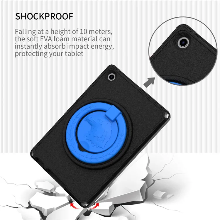 Para Lenovo Tab M10 (Gen 3) Case Capa Tablet Anti-queda EVA+PC com Suporte Manual - Preto