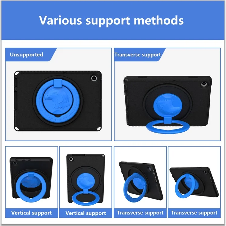 Para Lenovo Tab M10 (Gen 3) Case Capa Tablet Anti-queda EVA+PC com Suporte Manual - Preto