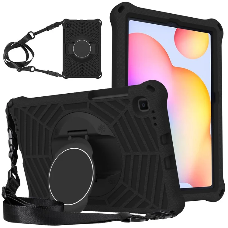 Für Samsung Galaxy Tab S6 Lite (2024) / S6 Lite (2022) / S6 Lite (2020) SM-P610 P615 Kickstand Tablet-Hülle mit Schultergurt - Schwarz