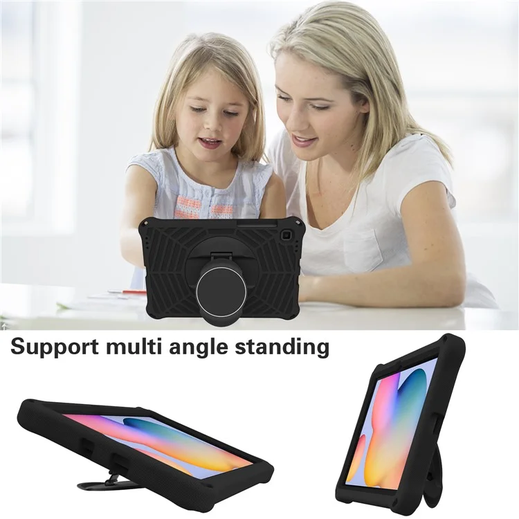 Für Samsung Galaxy Tab S6 Lite (2024) / S6 Lite (2022) / S6 Lite (2020) SM-P610 P615 Kickstand Tablet-Hülle mit Schultergurt - Schwarz