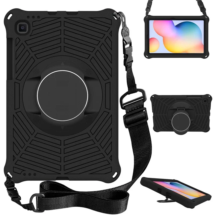 Für Samsung Galaxy Tab S6 Lite (2024) / S6 Lite (2022) / S6 Lite (2020) SM-P610 P615 Kickstand Tablet-Hülle mit Schultergurt - Schwarz