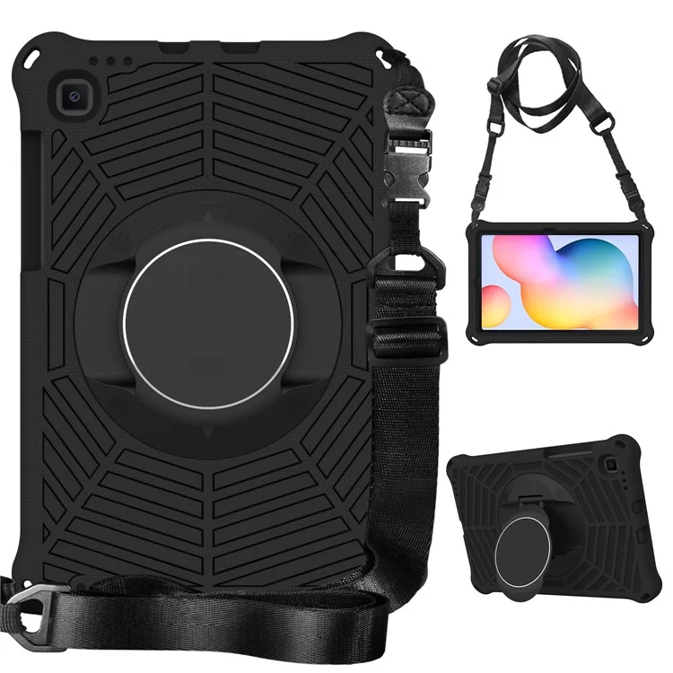 Für Samsung Galaxy Tab S6 Lite (2024) / S6 Lite (2022) / S6 Lite (2020) SM-P610 P615 Kickstand Tablet-Hülle mit Schultergurt - Schwarz