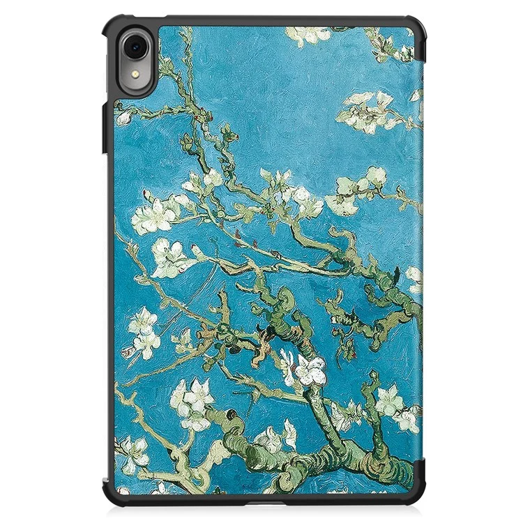 Para Huawei MatePad 11 (2023) Trifold Stand Tablet Case PU Leather Pattern Cover con Auto Wake / Sleep - Apricot Blossom