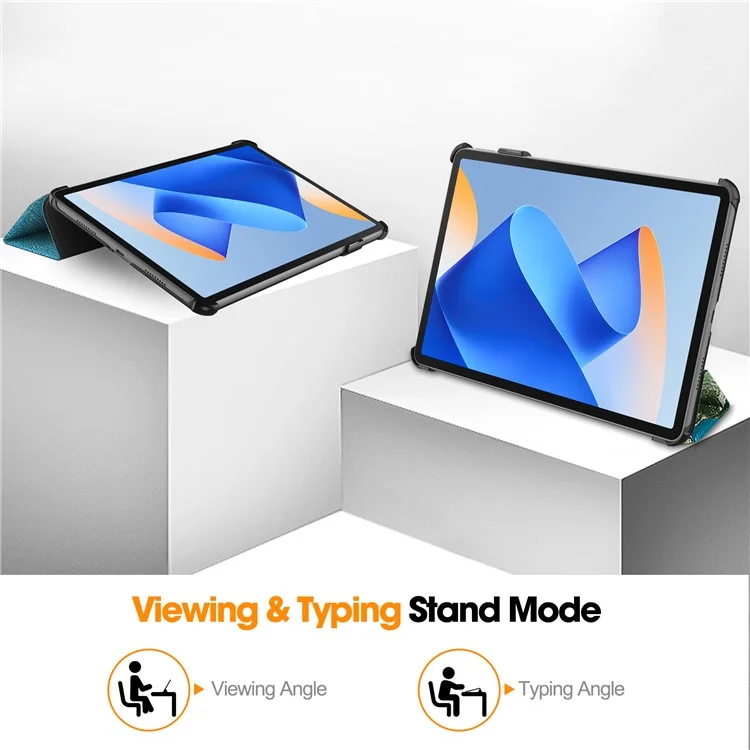 Para Huawei MatePad 11 (2023) Trifold Stand Tablet Case PU Leather Pattern Cover con Auto Wake / Sleep - Apricot Blossom