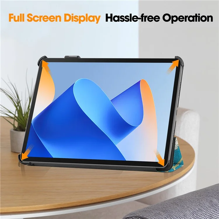 Para Huawei MatePad 11 (2023) Trifold Stand Tablet Case PU Leather Pattern Cover con Auto Wake / Sleep - Apricot Blossom