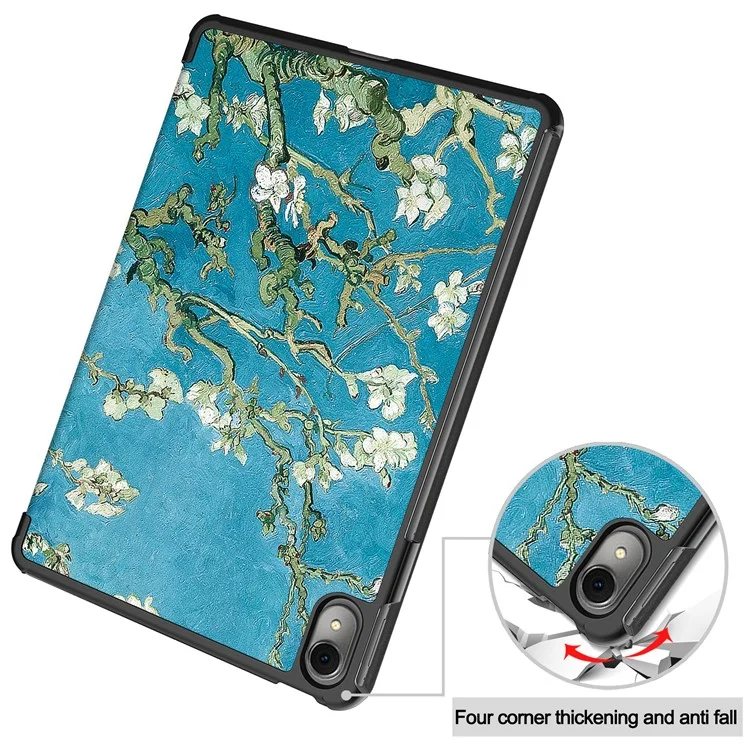 Para Huawei MatePad 11 (2023) Trifold Stand Tablet Case PU Leather Pattern Cover con Auto Wake / Sleep - Apricot Blossom