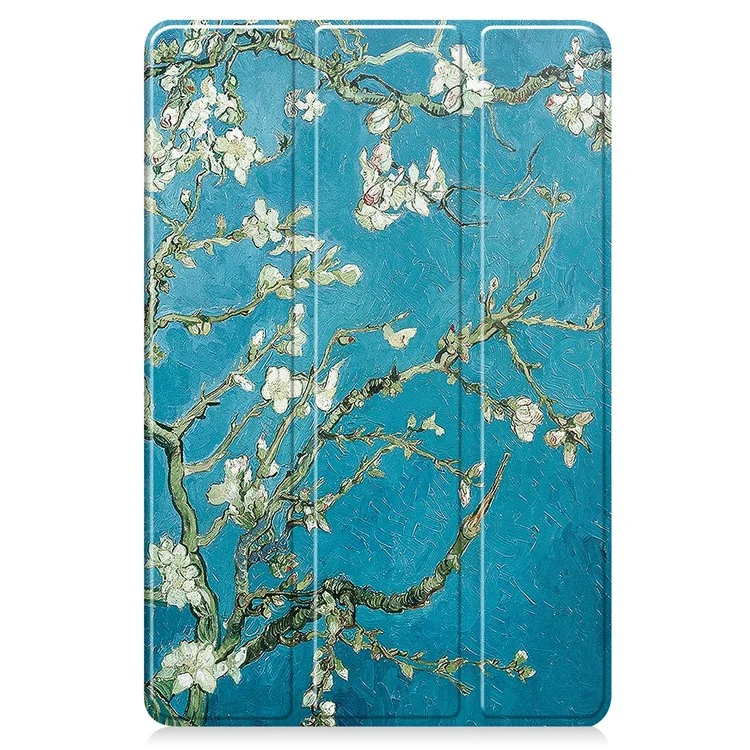 Para Huawei MatePad 11 (2023) Trifold Stand Tablet Case PU Leather Pattern Cover con Auto Wake / Sleep - Apricot Blossom