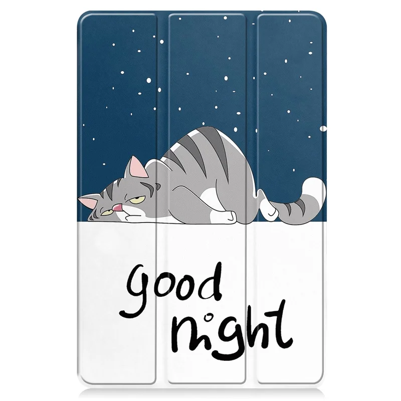 Etui trójsegmentowe z funkcją automatycznego wybudzania/uspawnienia, z tworzywa PC i skóry PU, z rysunkiem kota, do Huawei MatePad 11 (2023)