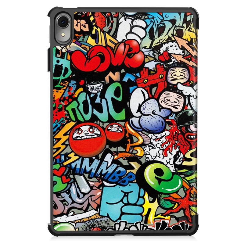 For Huawei MatePad 11 (2023) Trifold Stand Tablet Case PU Leather Pattern Cover with Auto Wake / Sleep - Graffiti