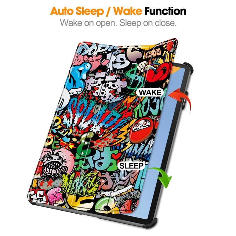 For Huawei MatePad 11 (2023) Trifold Stand Tablet Case PU Leather Pattern Cover with Auto Wake / Sleep - Graffiti