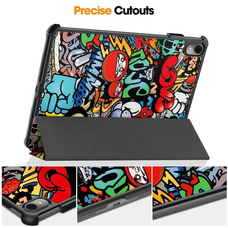 For Huawei MatePad 11 (2023) Trifold Stand Tablet Case PU Leather Pattern Cover with Auto Wake / Sleep - Graffiti