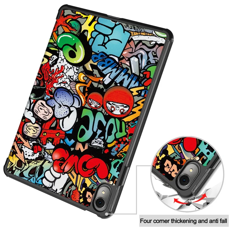 For Huawei MatePad 11 (2023) Trifold Stand Tablet Case PU Leather Pattern Cover with Auto Wake / Sleep - Graffiti
