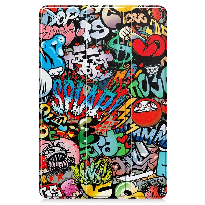 For Huawei MatePad 11 (2023) Trifold Stand Tablet Case PU Leather Pattern Cover with Auto Wake / Sleep - Graffiti