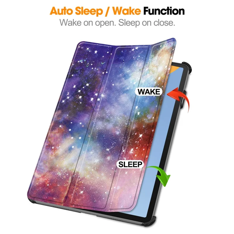 For Huawei MatePad 11 (2023) Trifold Stand Tablet Case PU Leather Pattern Cover with Auto Wake / Sleep - Galaxy
