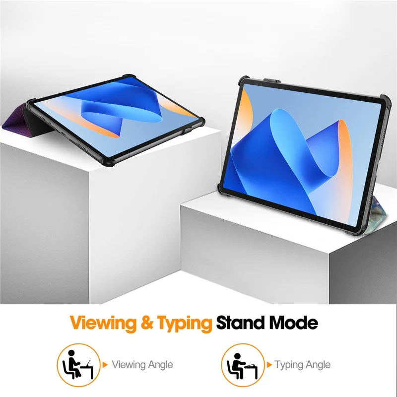 For Huawei MatePad 11 (2023) Trifold Stand Tablet Case PU Leather Pattern Cover with Auto Wake / Sleep - Galaxy