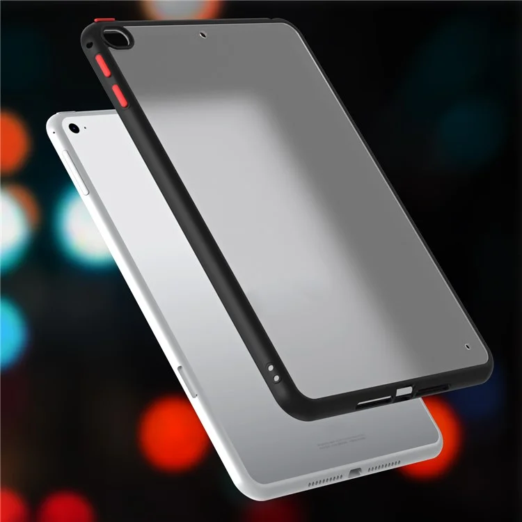 For iPad mini 4 / mini (2019) 7.9 inch PC+TPU Tablet Case Matte Translucent Contrast Color Tablet Cover - Black