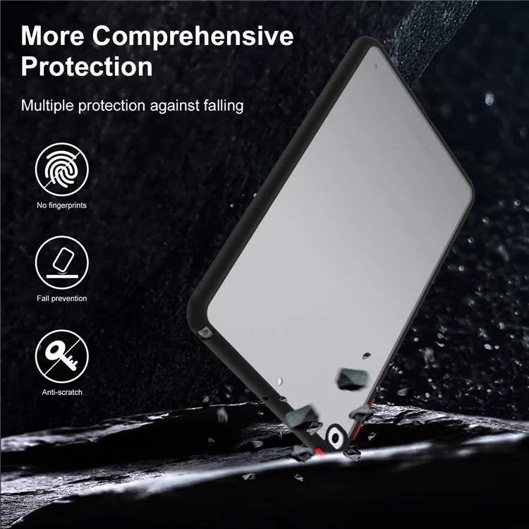 For iPad mini 4 / mini (2019) 7.9 inch PC+TPU Tablet Case Matte Translucent Contrast Color Tablet Cover - Black