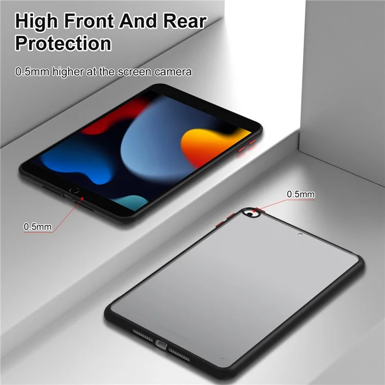 For iPad mini 4 / mini (2019) 7.9 inch PC+TPU Tablet Case Matte Translucent Contrast Color Tablet Cover - Black