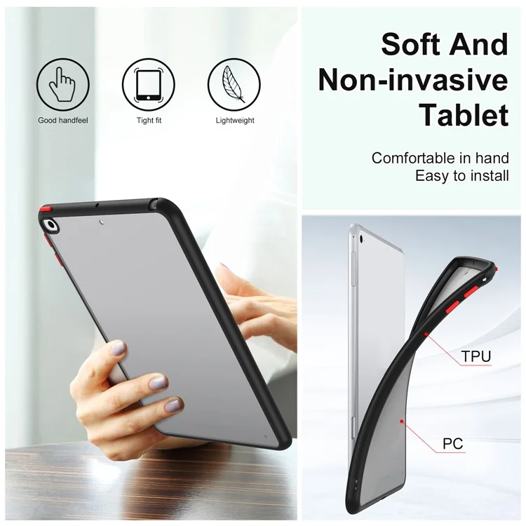For iPad mini 4 / mini (2019) 7.9 inch PC+TPU Tablet Case Matte Translucent Contrast Color Tablet Cover - Black