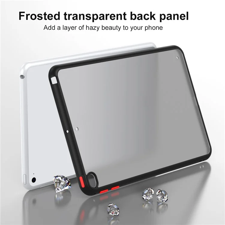 For iPad mini 4 / mini (2019) 7.9 inch PC+TPU Tablet Case Matte Translucent Contrast Color Tablet Cover - Black