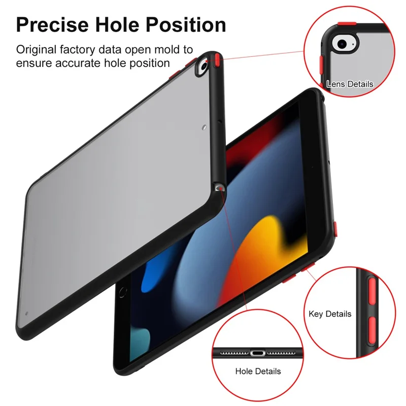 For iPad mini 4 / mini (2019) 7.9 inch PC+TPU Tablet Case Matte Translucent Contrast Color Tablet Cover - Red