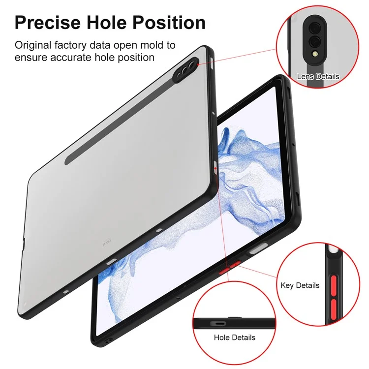Per Samsung Galaxy Tab S7 T870 / Tab S8 X700 Custodia per Tablet Contrasto Colore PC+TPU Copertura Opaca - Nero