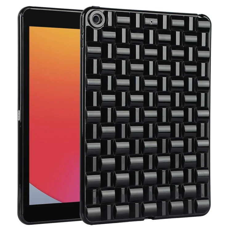 For iPad 10.2 (2021) / (2019) / (2020) Soft TPU Case Protective Tablet Cover Woven Texture Anti-Slip Case - Black