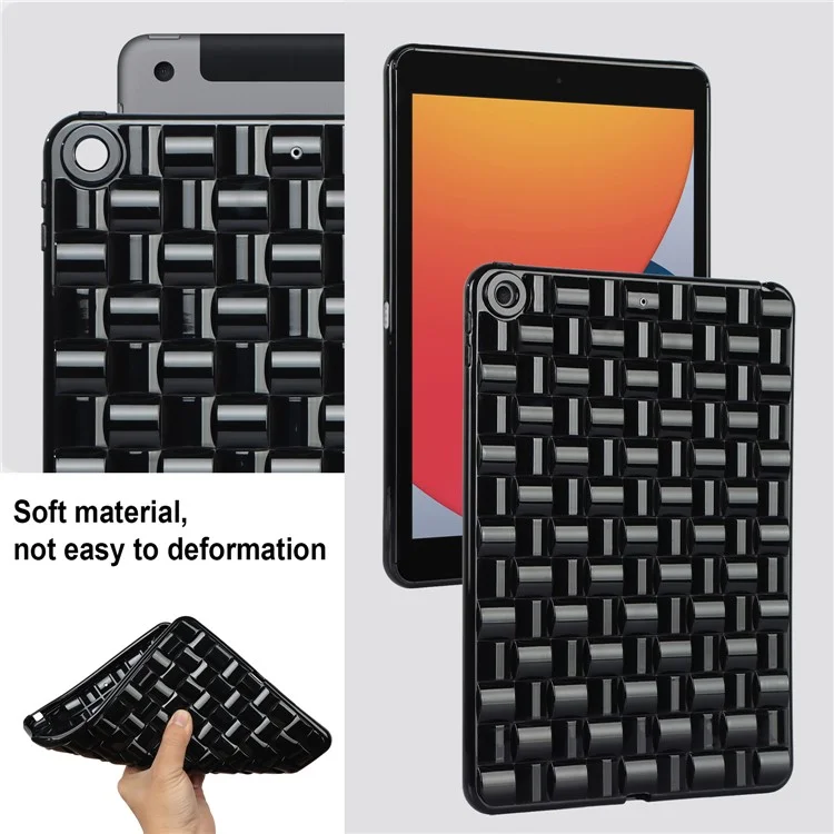 For iPad 10.2 (2021) / (2019) / (2020) Soft TPU Case Protective Tablet Cover Woven Texture Anti-Slip Case - Black
