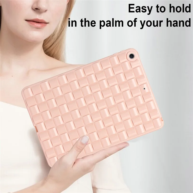 For iPad 10.2 (2021) / (2019) / (2020) Soft TPU Case Protective Tablet Cover Woven Texture Anti-Slip Case - Pink