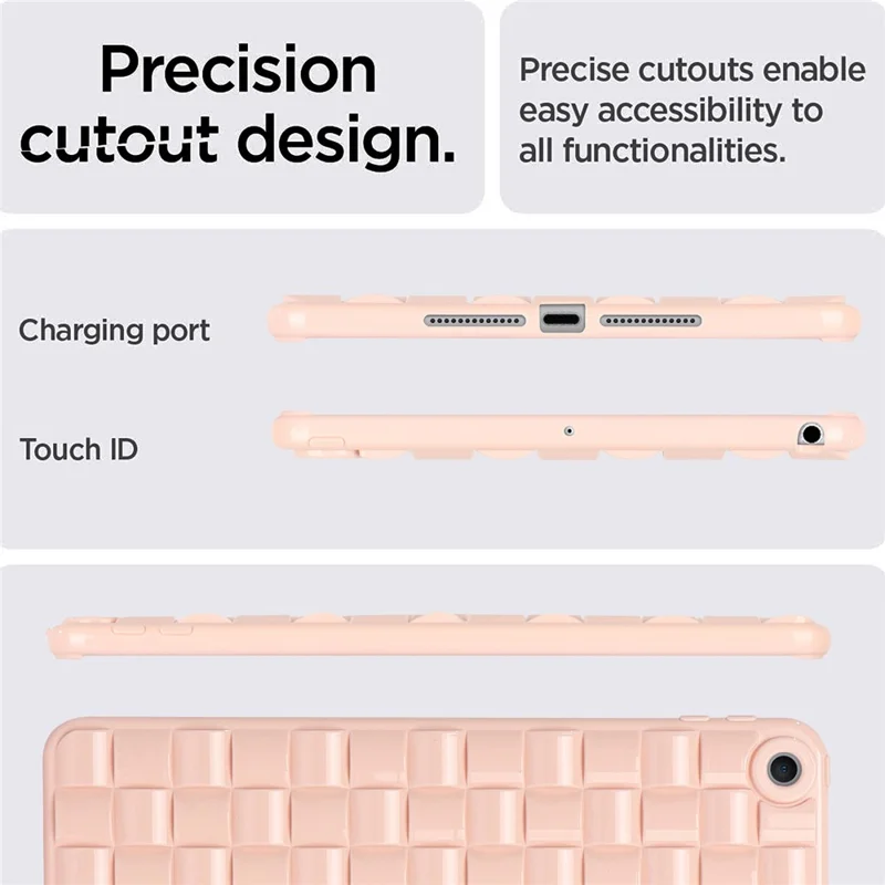 For iPad 10.2 (2021) / (2019) / (2020) Soft TPU Case Protective Tablet Cover Woven Texture Anti-Slip Case - Pink