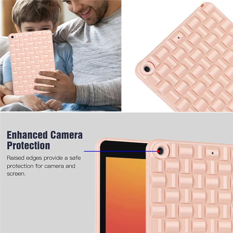 For iPad 10.2 (2021) / (2019) / (2020) Soft TPU Case Protective Tablet Cover Woven Texture Anti-Slip Case - Pink