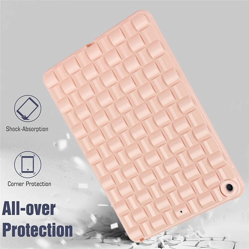 For iPad 10.2 (2021) / (2019) / (2020) Soft TPU Case Protective Tablet Cover Woven Texture Anti-Slip Case - Pink