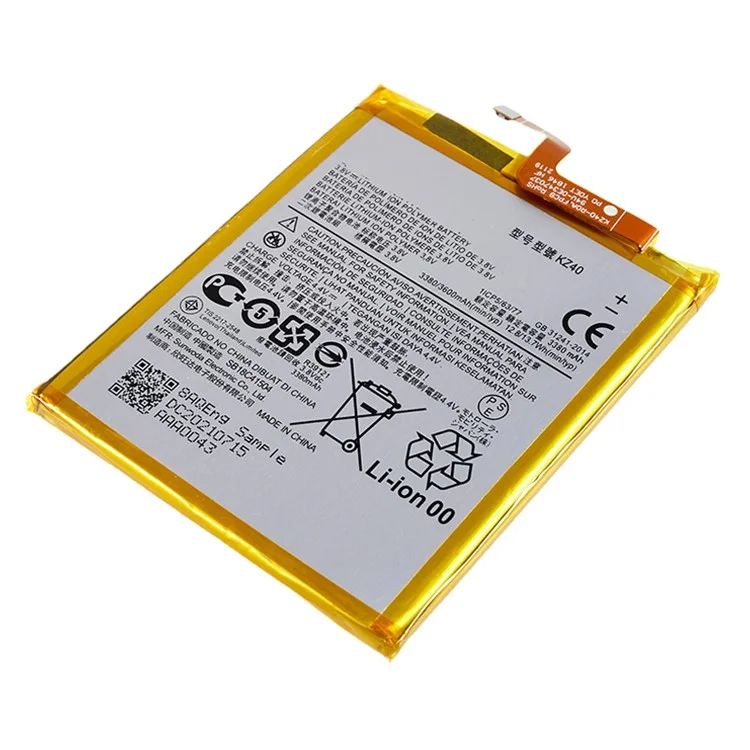 For Motorola Moto Z4 3.8V 3380mAh Li-ion Battery Replacement Part, Encode: KZ40 (without Logo)