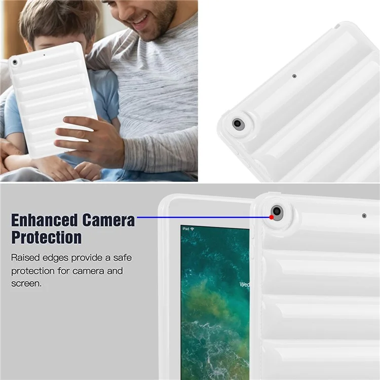 Para iPad 9.7-polegadas (2017) / (2018) / iPad 5 / 6 Tablet Case Candy Color Down Jacket Texture TPU Cover - Branco