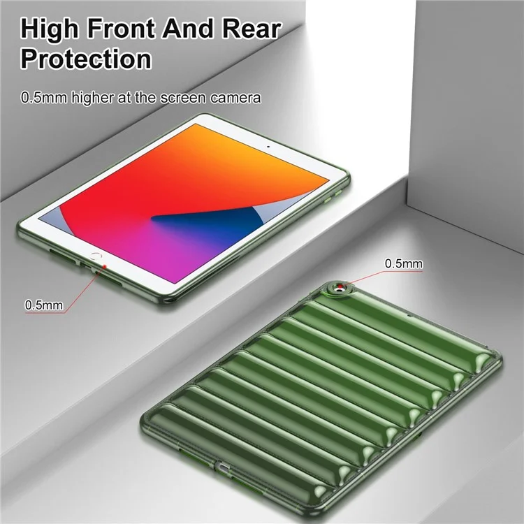 Pour iPad 10.2 (2021) / (2020) / (2019) Housse de Tablette TPU Conception de Veste Matelassée Coussin d'Air Antichoc - Vert