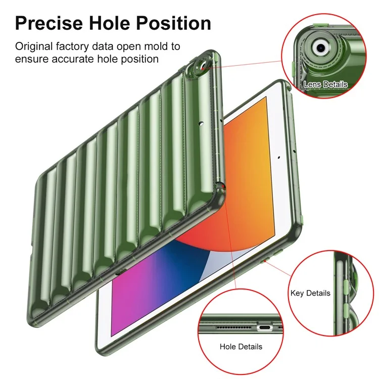 Pour iPad 10.2 (2021) / (2020) / (2019) Housse de Tablette TPU Conception de Veste Matelassée Coussin d'Air Antichoc - Vert