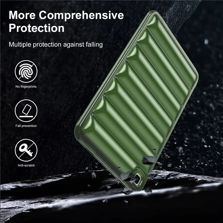 For Samsung Galaxy Tab A7 10.4 (2020) / (2022) T505 T500 TPU Tablet Case Down Jacket Design Anti-Scratch Cover - Green