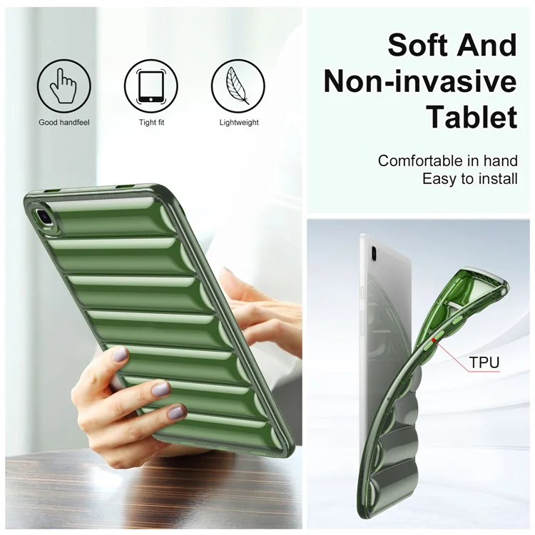 For Samsung Galaxy Tab A7 10.4 (2020) / (2022) T505 T500 TPU Tablet Case Down Jacket Design Anti-Scratch Cover - Green