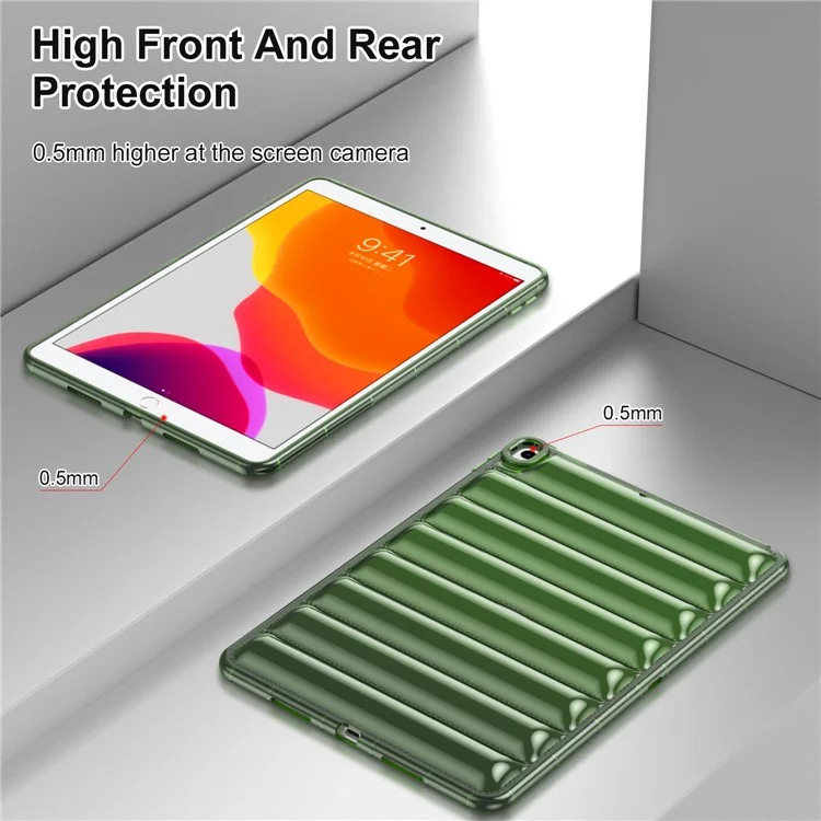 Pour iPad Air 10,5 pouces (2019) Down Jacket Design Tablet Case Soft TPU Shockproof Cover - Vert