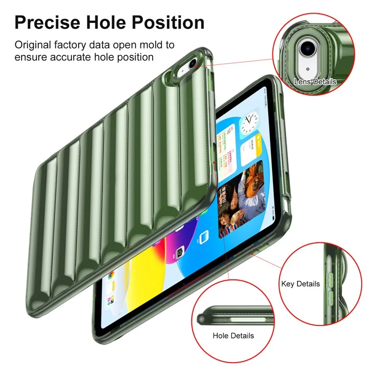 Pour iPad Air (2020) / (2022) Coque de protection TPU Absorption des chocs Conception de veste matelassée Housse de tablette - Vert