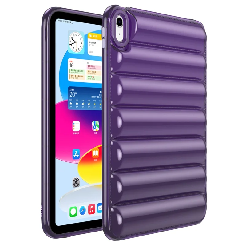 For iPad Air (2020) / (2022) TPU Shock Absorption Case Soft Touch Down Jacket Design Tablet Cover - Purple