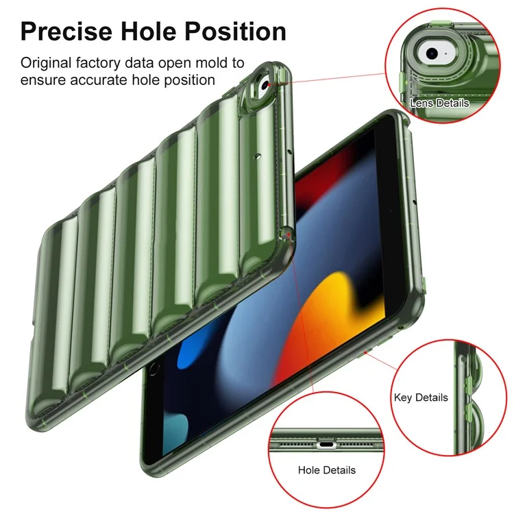 Pour iPad mini 4 / Mini (2019) 7,9 Pouces TPU Tablet Case Puffer Puffer Down Down Design Back Cover - Vert