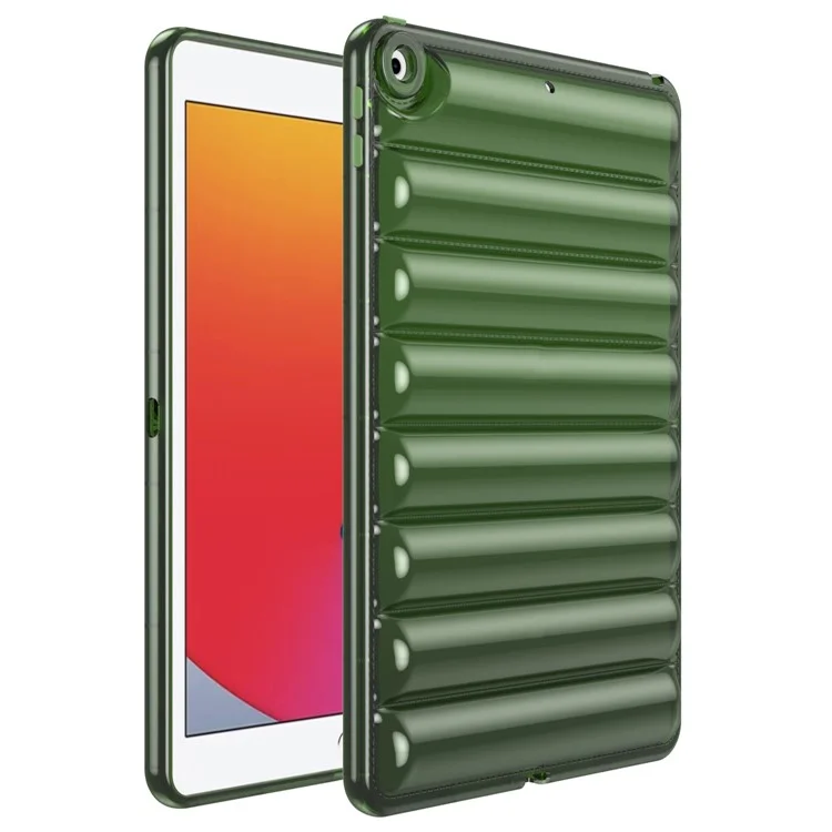 For iPad 9.7-inch (2017) / (2018) Dustproof Soft TPU Tablet Case 3D Puffer Down Jacket Design Cover - Green