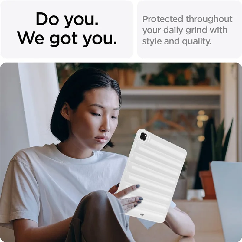 Obudowa na iPad Pro 12,9 (2021) / (2020) / (2022) odporna na wstrząsy, tekstura kurtki puchowej, miękka obudowa z TPU - Biały