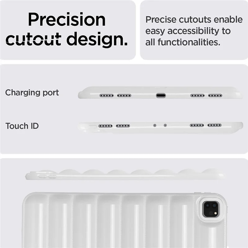 Obudowa na iPad Pro 12,9 (2021) / (2020) / (2022) odporna na wstrząsy, tekstura kurtki puchowej, miękka obudowa z TPU - Biały