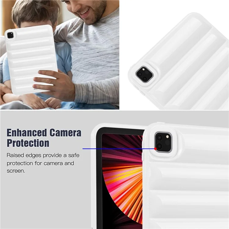 Pour iPad Pro 11 (2020) / (2021) / (2022) Anti-Poussière Candy Color Tablet Shell Case Down Jacket TPU Cover - Blanc