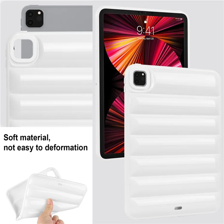 Pour iPad Pro 11 (2020) / (2021) / (2022) Anti-Poussière Candy Color Tablet Shell Case Down Jacket TPU Cover - Blanc