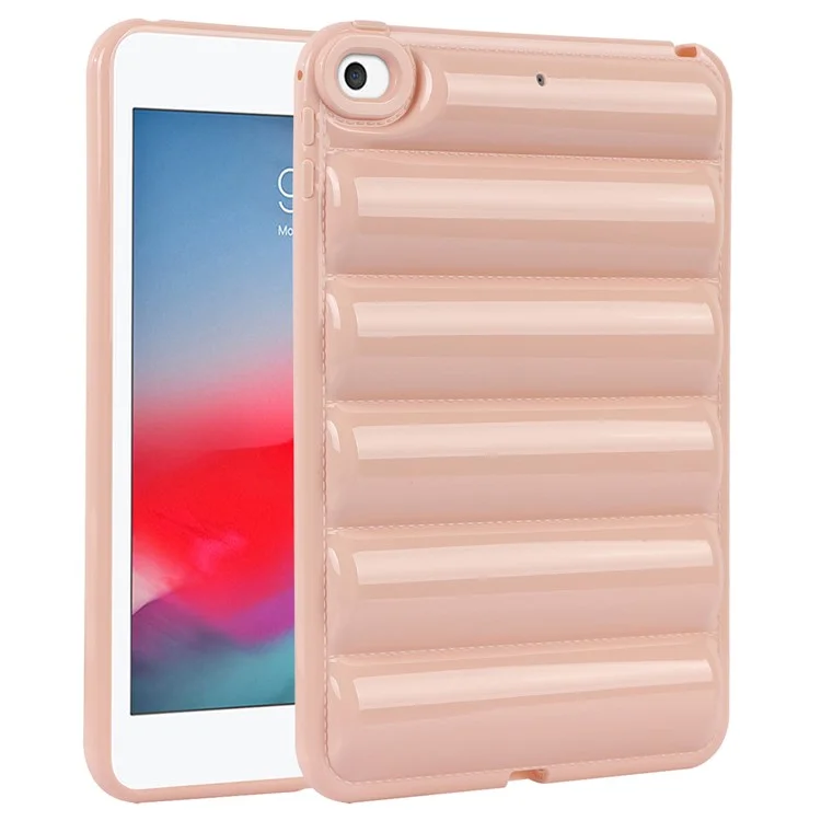 Para iPad mini 4 / iPad mini (2019) de 7.9 pulgadas Funda para tableta antirrasguños con textura de chaqueta acolchada Carcasa de TPU blanda - Rosa